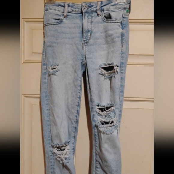 American Eagle Distressed Light Blue Women's Jeans Size 0 - Picture 3 of 8